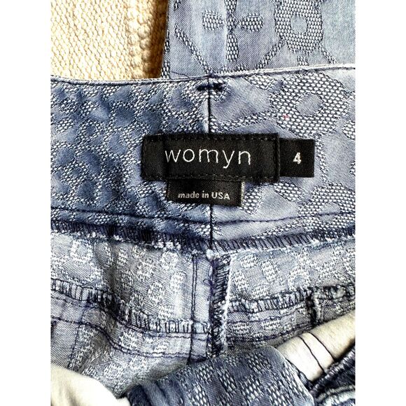 Womyn Blue Gray Flower Lace Wide Leg Jeans Size 4 - Picture 5 of 7